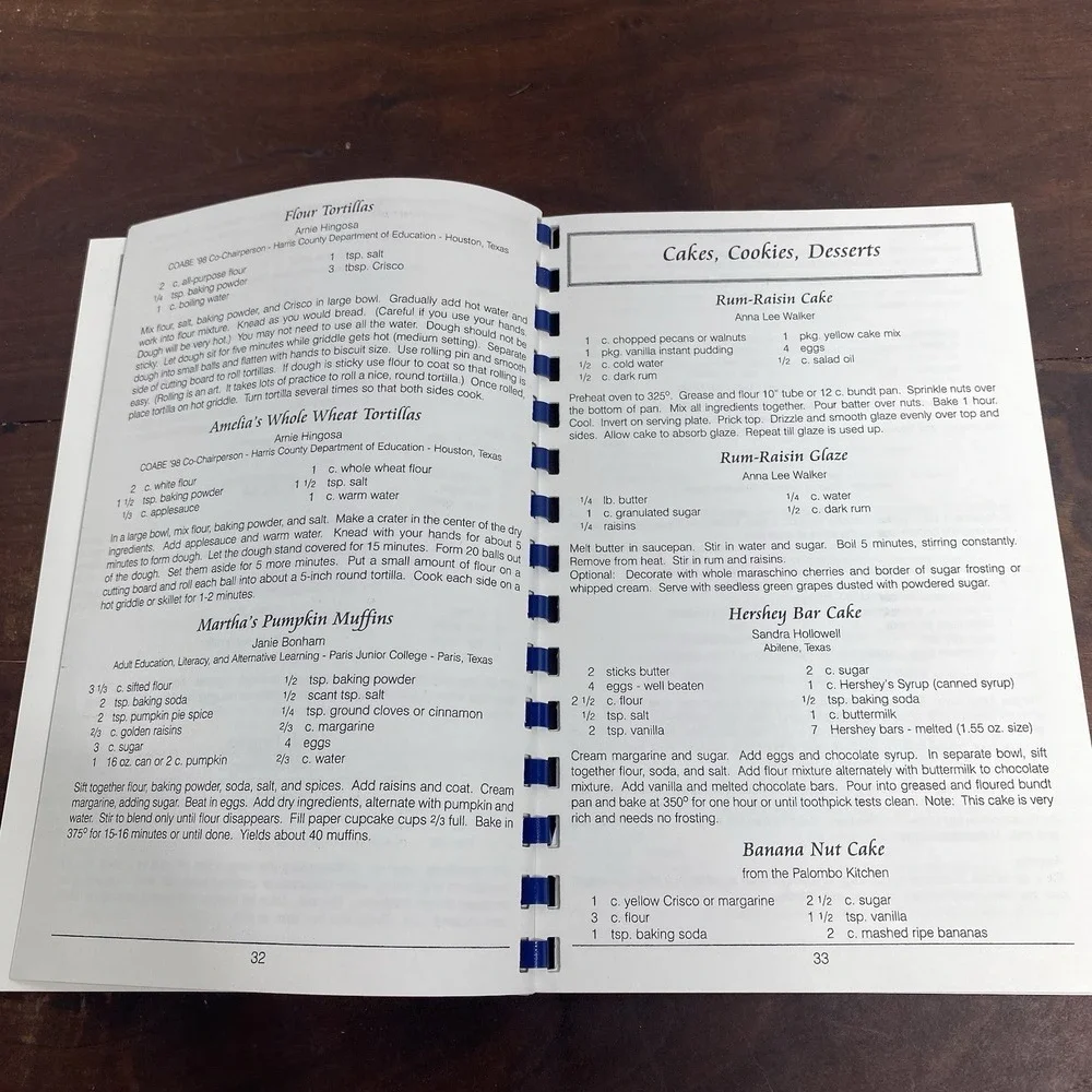 Authentic Texas Recipes Association for Literacy Regional Cookbook Comb Bound